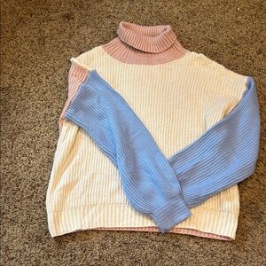 Colorblock Turtleneck Sweater